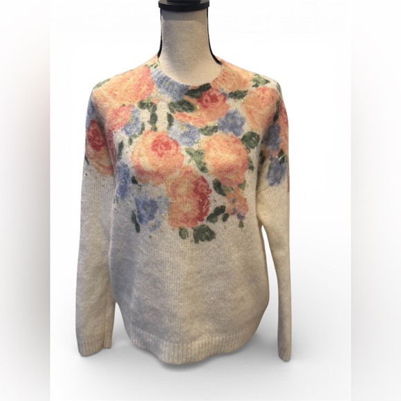Sezane Malory Jumper Painted Flowers Kid mohair French Knit Sweater Soft - Picture 6 of 10